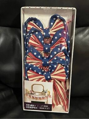 Stars and Stripes Patriotic Garland Bows - Patriotic Bows Garland